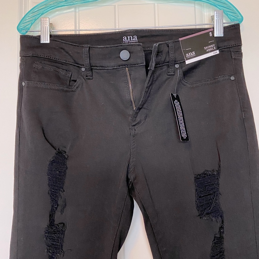 a.n.a Skinny Black Distressed Jeans NWT